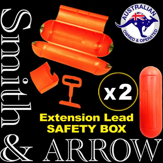 2 x ELECTRICAL EXTENSION LEAD CABLE SAFETY CONNECTION BOX POWER CORD